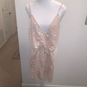 Gold Blush/Cream & White Sequined Shorts Romper